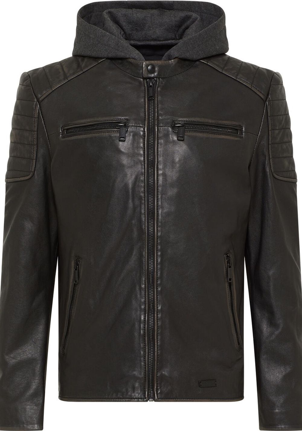 Куртка men's straight biker jacket with det. jersey hood MU-M23-77-1000