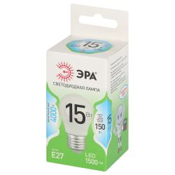Лампа светодиодная ЭРА GREEN LINE LED P45-15W-840-E27 GL 15Вт шар яркий белый свет E27 | Лампы cветодиодные Шар (G/P)