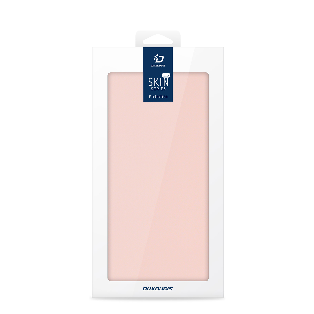 Чехол книжка из кожи розового цвета для iPhone 18 Pro и 17 Pro, серия Skin Pro Series от Dux Ducis