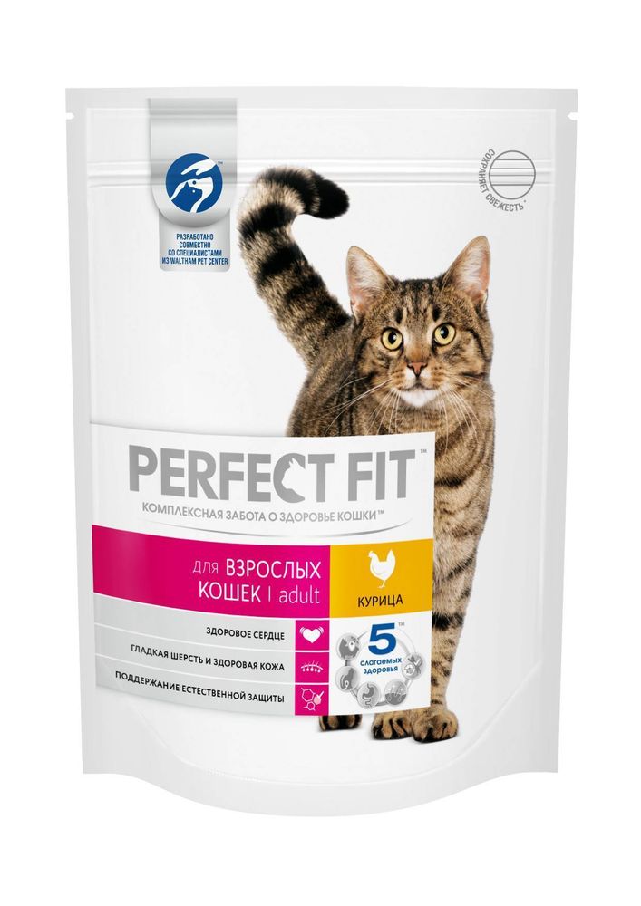 Сухой корм Perfect Fit Adult для взрослых кошек, с курицей, 190 г