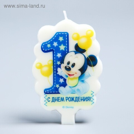 РАСПРОДАЖА Свеча в торт Дисней 1 "1 годик" Микки Маус.