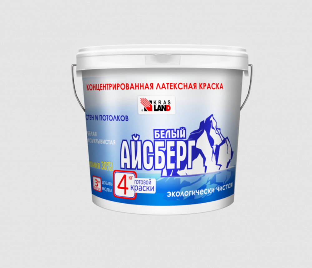 Краска в/д Белый Айсберг латексная супербелая 3 кг интерьерная