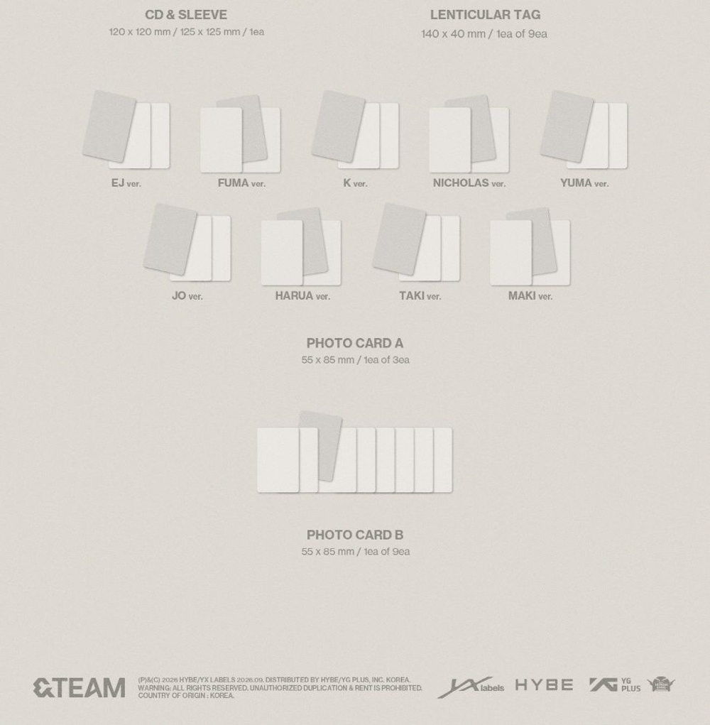 Альбом &TEAM - Mark on Me KR 2nd Mini Album SOLO 9 Version SET