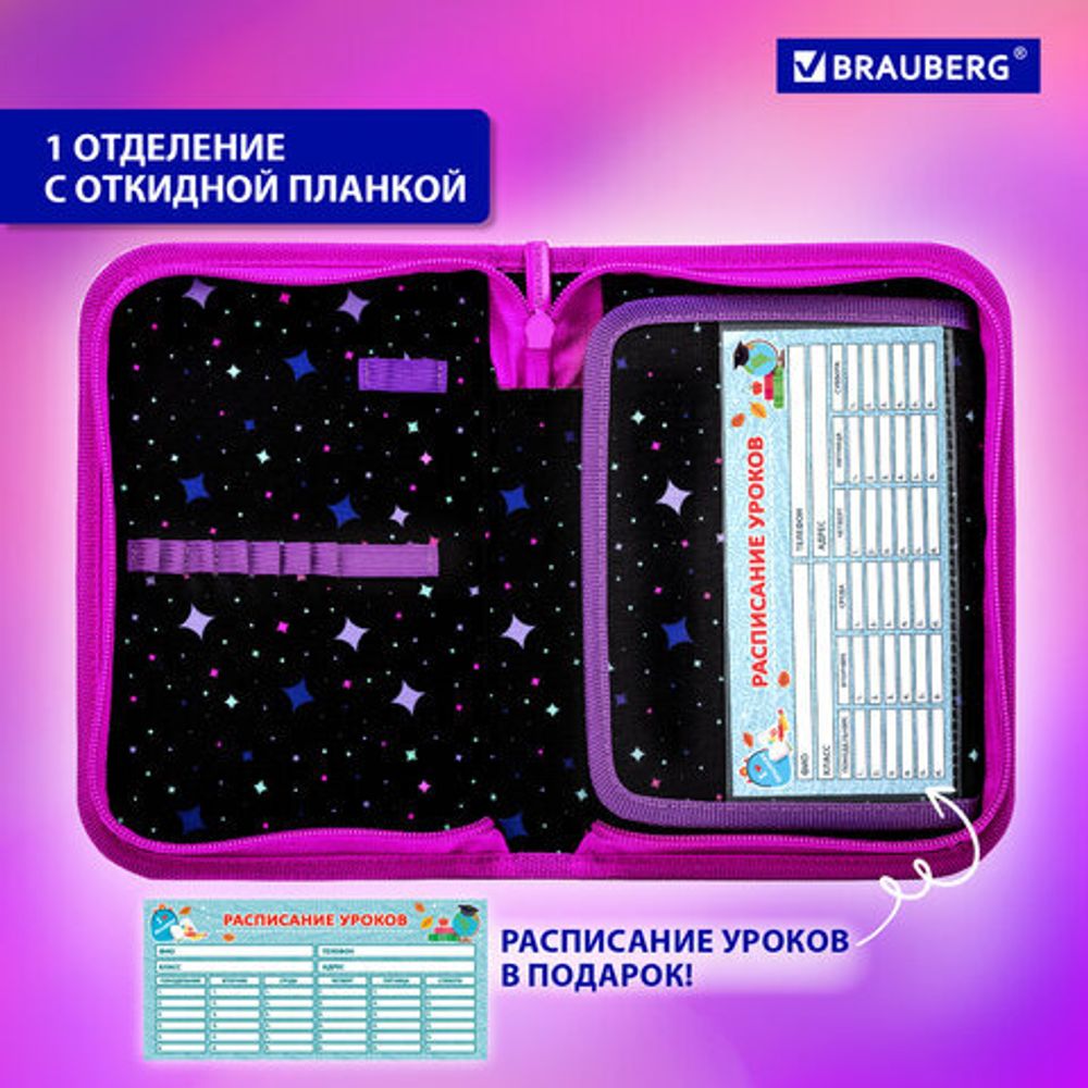 Пенал BRAUBERG, 1 отделение, 1 откидная планка, полиэстер, 21х14 см, "Anime girl", 272323