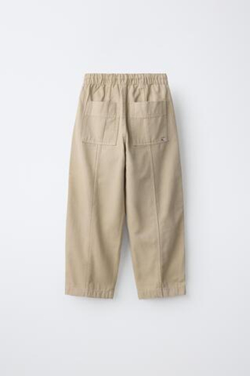 ZARA БРЮКИ БЭГГИ ИЗ КАНВАСА, ПЕСОЧНЫЙ