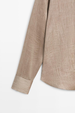 Massimo Dutti Струящаяся атласная рубашка - STUDIO, каменно-серый