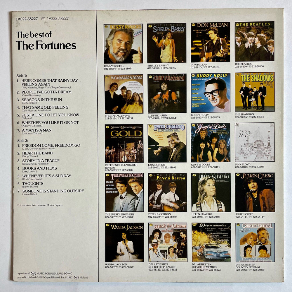 Винтажная виниловая пластинка LP The Best Of The Fortunes (Holland 1982)