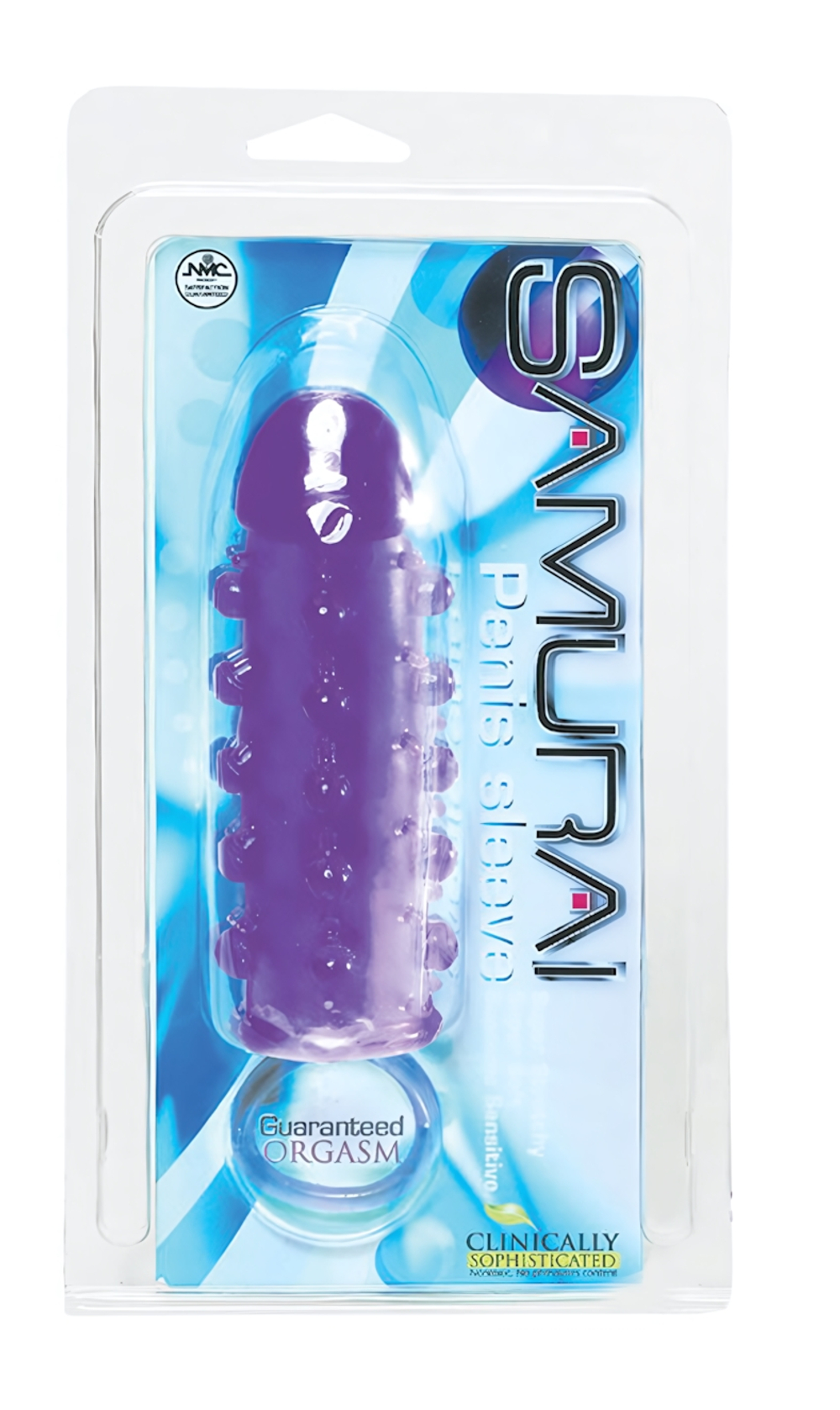 Закрытая фиолетовая насадка с пупырышками SAMURAI PENIS SLEEVE PURPLE - 14,5 см. (Цвет: фиолетовый)