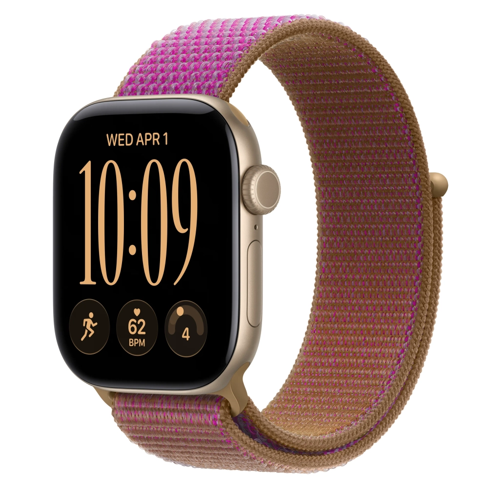 Умные часы Apple Watch Series 12 GPS, 42mm, Light Gold Aluminum Case with Magenta Sport Loop