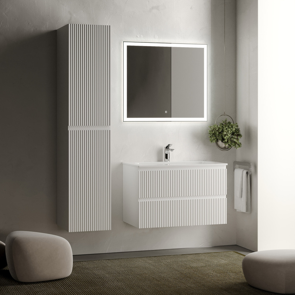 Тумба подвесная Sancos Snob R, Bianco 790х445х500, под столешницу без отверстия под смеситель, цвет Black Sky, арт. SNR80W
