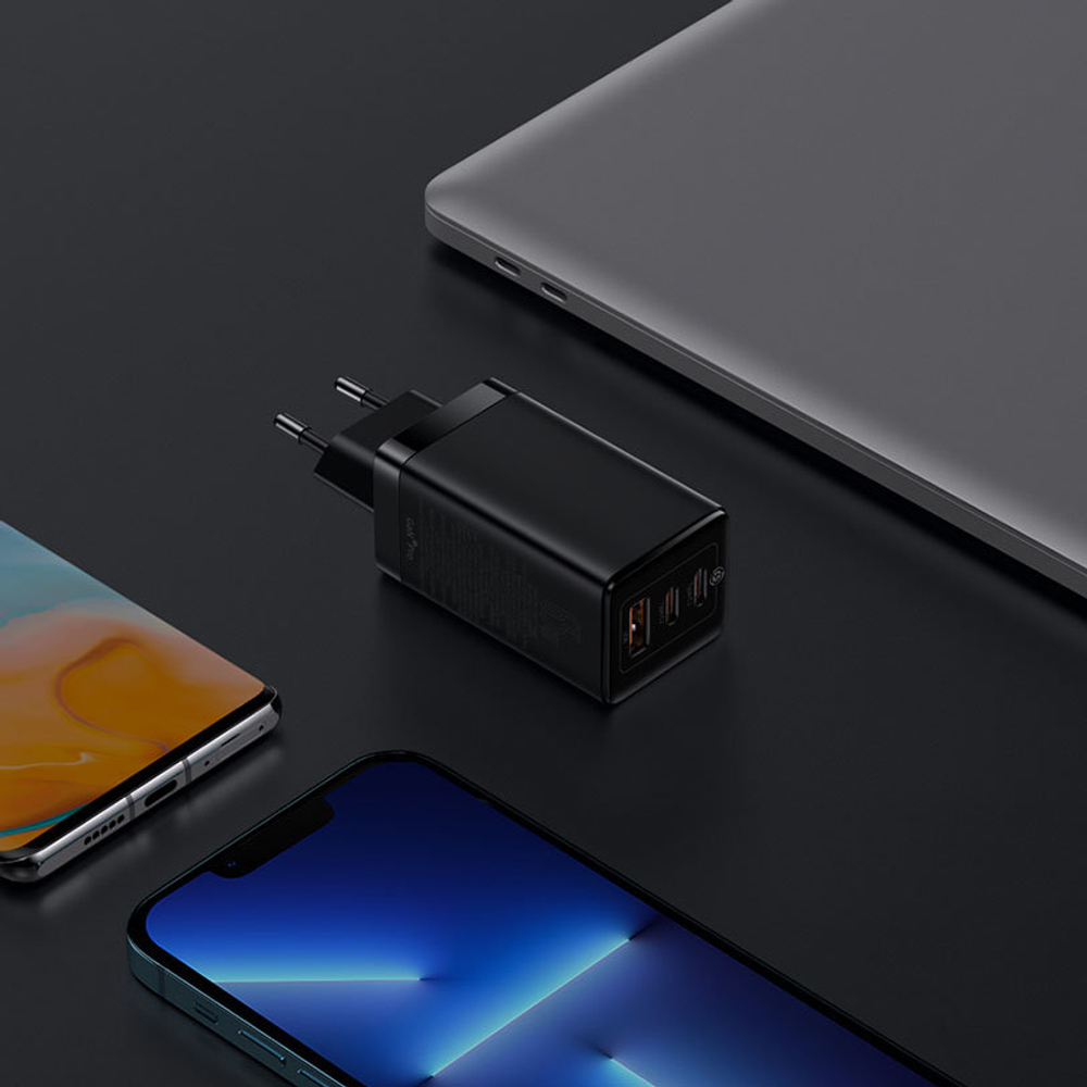Сетевое зарядное устройство 65W Baseus GaN5 Pro Fast Charger 2C+U Черный (Black)