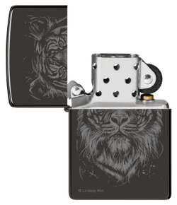 Зажигалка Zippo Big Cat с покрытием High Polish Black, латунь/сталь, черная, глянцевая, 38x13x57 мм