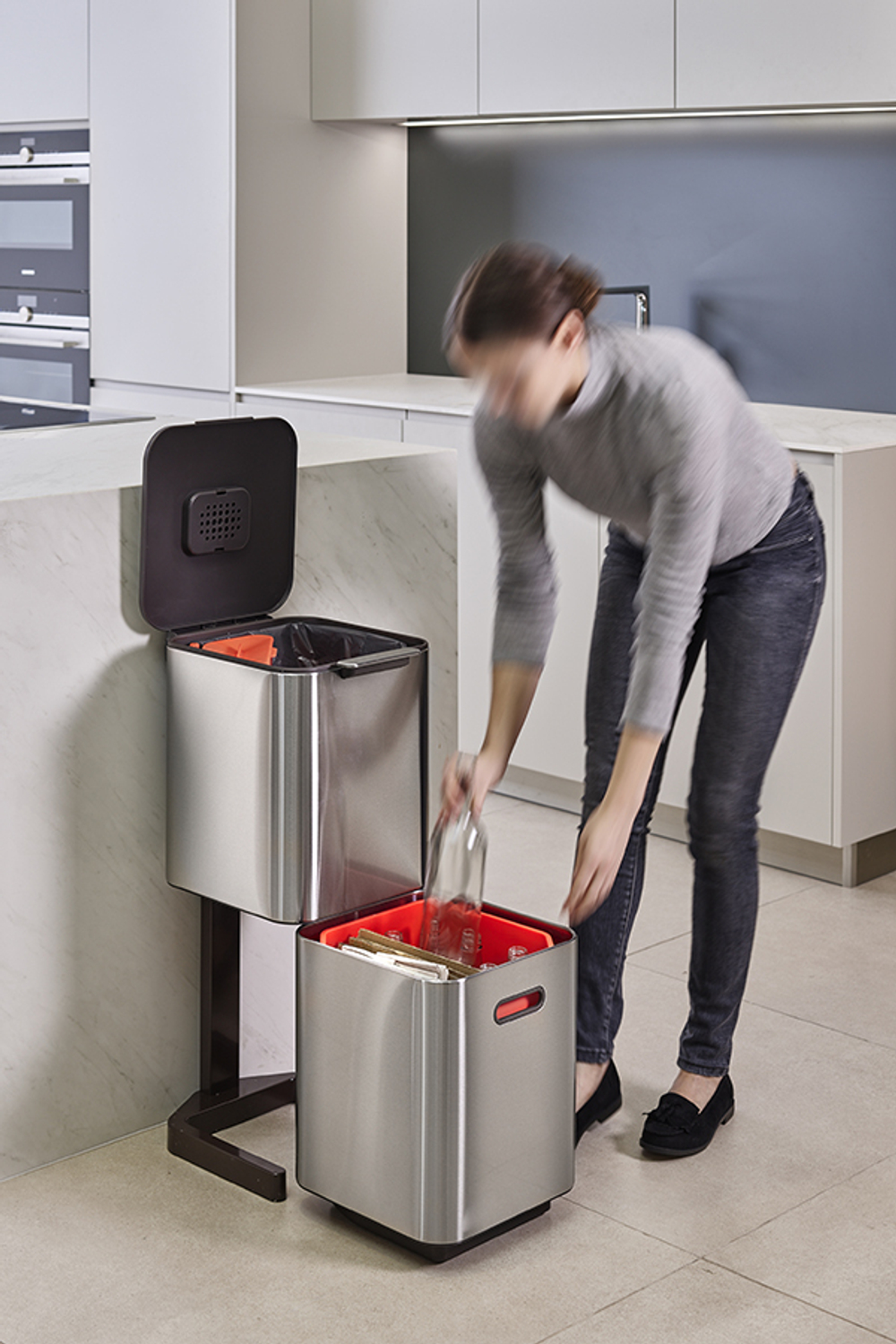 Контейнер для мусора с двумя баками totem compact, 40 л, нержавеющая сталь