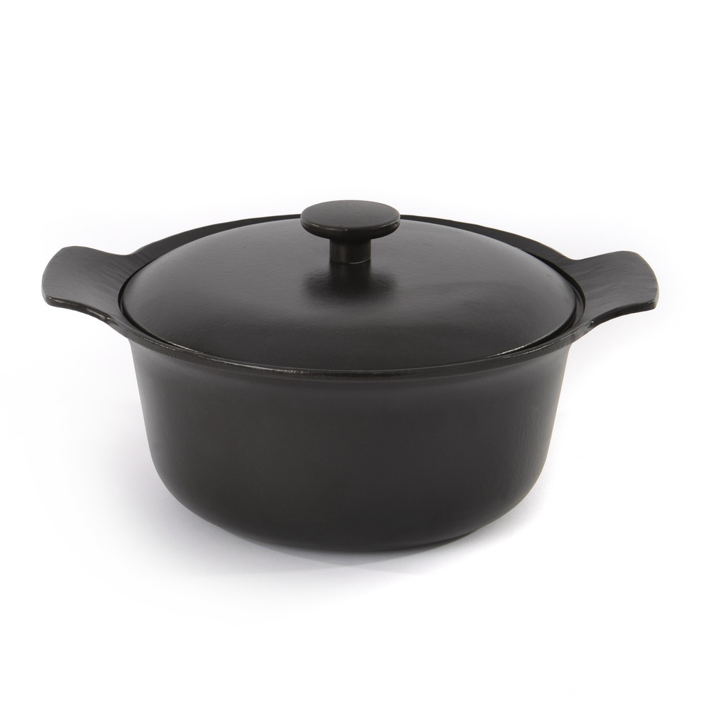 Кастрюля чугунная с крышкой 24см 4,2л (черная) Ron 3900040