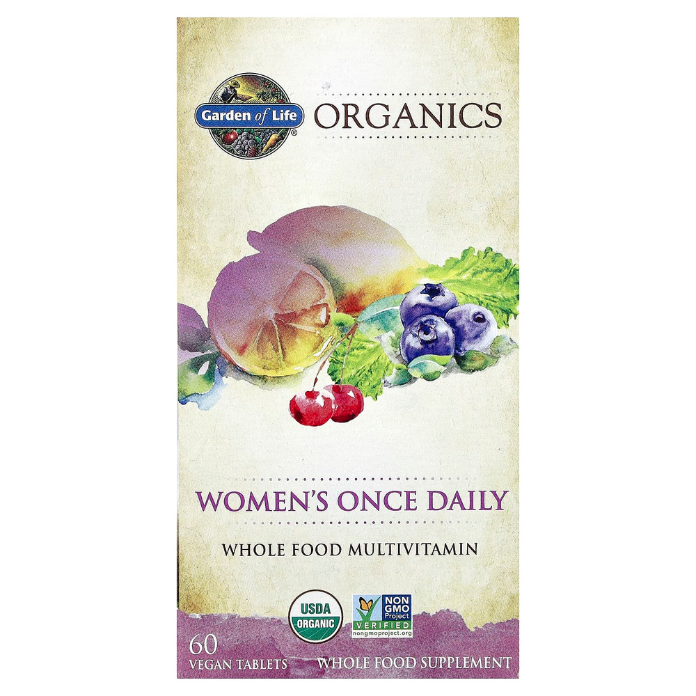 Garden of Life, Organics, для женщин, для приема один раз в день, 60 веганских таблеток
