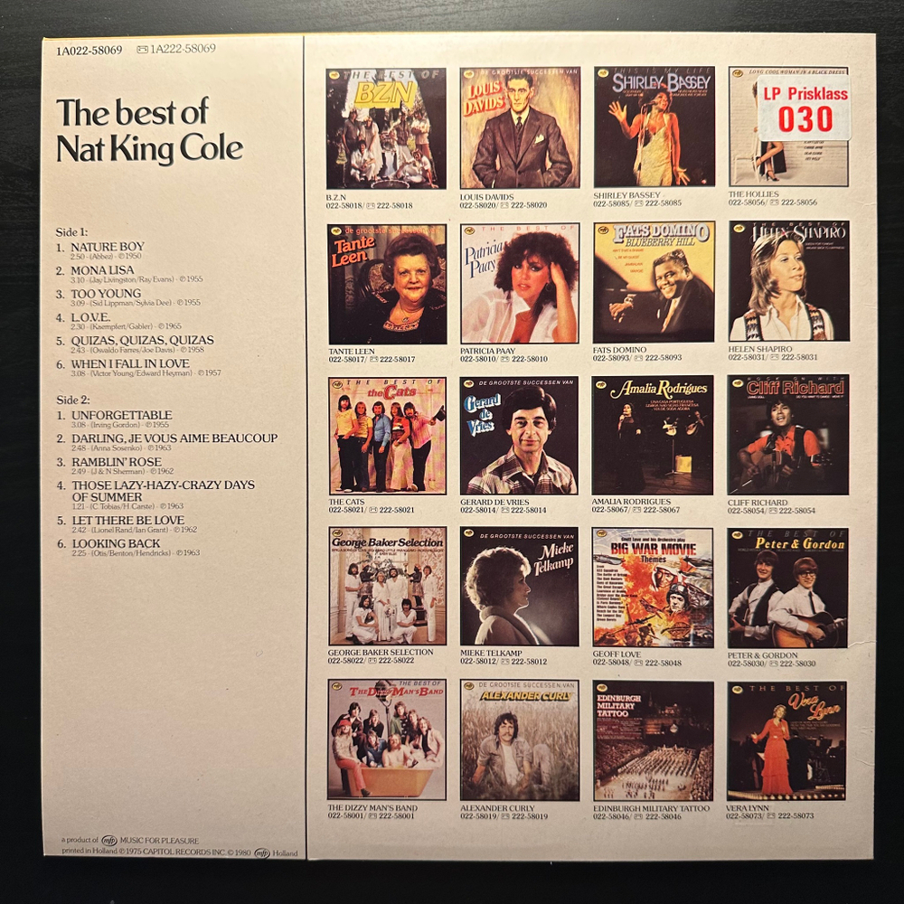 Nat King Cole - The Best Of Nat King Cole (Голландия 1980г.)