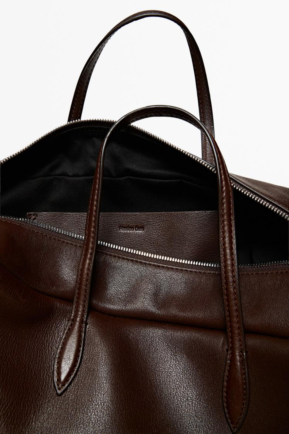 Massimo Dutti Средняя цилиндрическая сумка из кожи наппа, коричневый