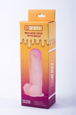 Реалистичный фаллоимитатор на присоске с мошонкой из кибер-кожи Onjoy Realistic Cock With Balls Fat Bob (Цвет: телесный)