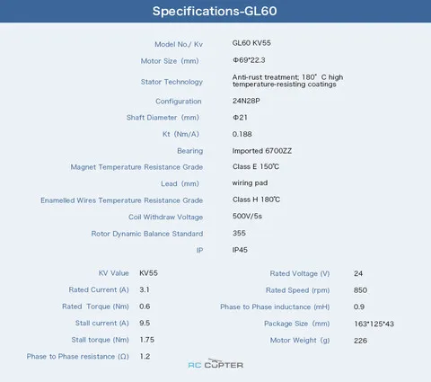 T-Motor СubeMars GL60 KV55