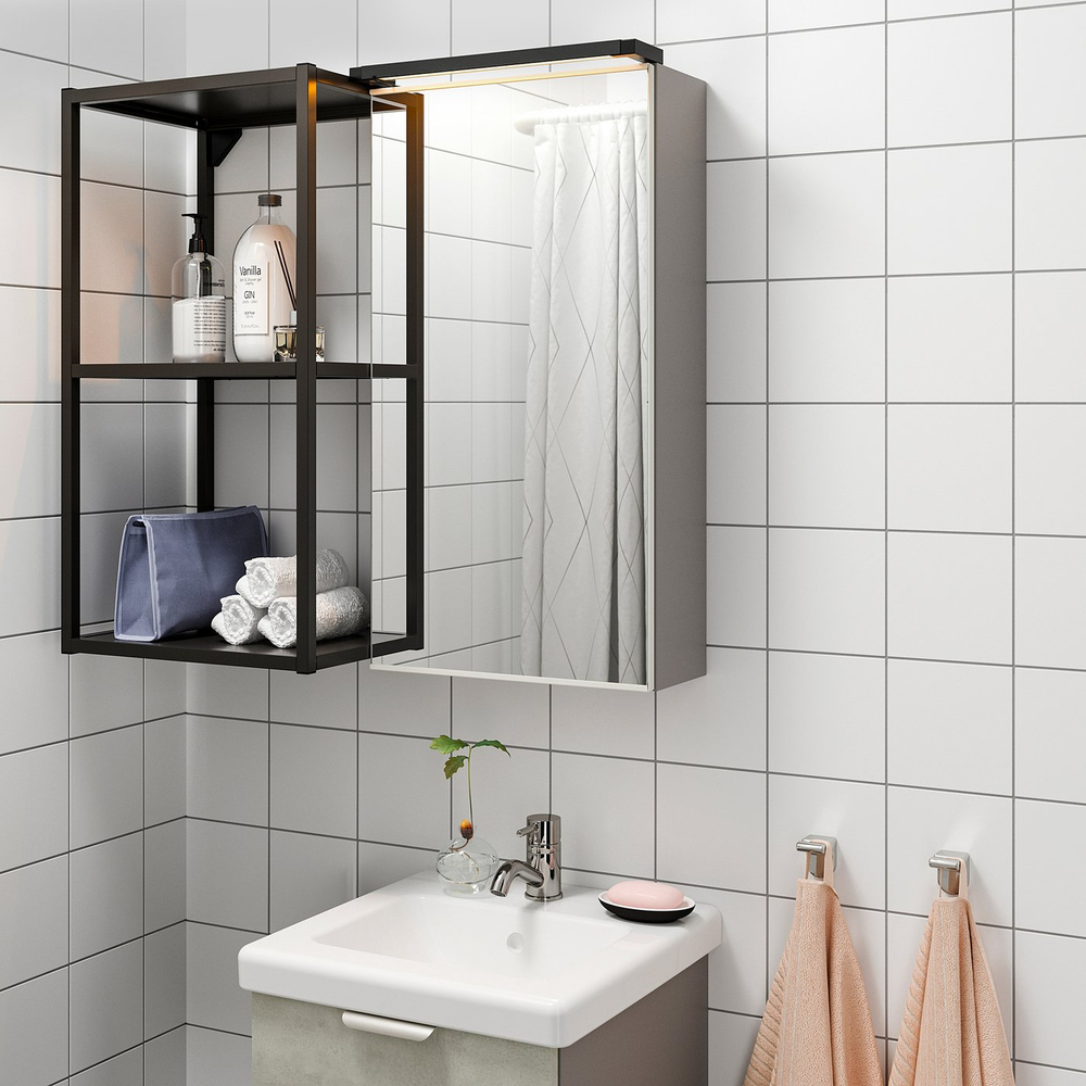 IKEA SILVERGLANS  (ИКЕА СИЛВЕРГЛАНС)  -  Светодиодная подсветка для ванной - с регулировкой яркости, антрацит 40 см
