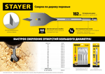 STAYER Flat, 18 x 152 мм, перовое, cверло по дереву (2950-18)