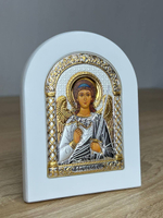 Ангел Хранитель, икона арочная, белое дерево 60x75