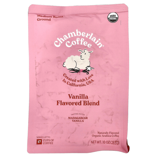 Chamberlain Coffee, органический кофе арабика, молотый, средней обжарки, ваниль, 283 г (10 унций)