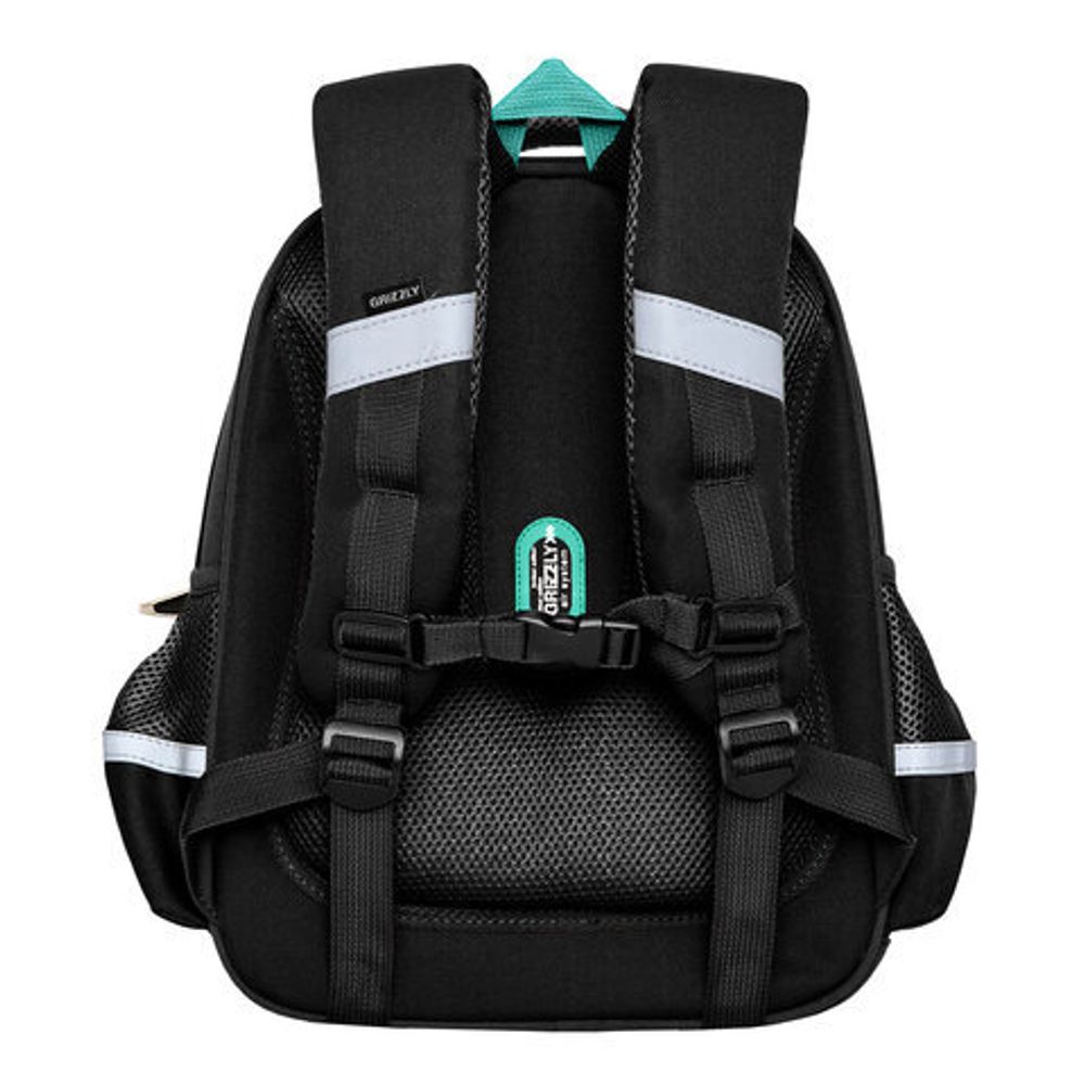 Ранец GRIZZLY анатомическая спинка, c брелоком, для мальчиков, "DINO", 36х28х20 см, RAz-387-6/1