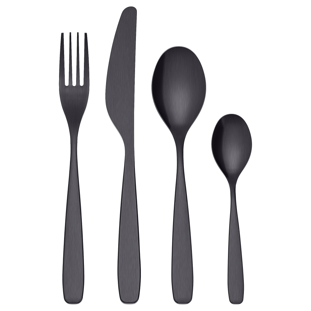 Набор столовых приборов на 6 персон IKEA TILLAGD (ТИЛЛАГД), Черный, Нержавеющая сталь, 24 шт