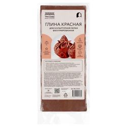 Три совы Глина для лепки ТРИ СОВЫ, красная, 1кг, вакуумный пакет