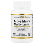 California Gold Nutrition, мультивитамины для активных мужчин, с экстрактом женьшеня обыкновенного, маки, серенои и якорцов, 180 таблеток