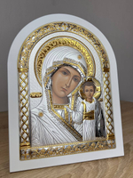 Казанская БМ, икона арочная, белое дерево 175х225