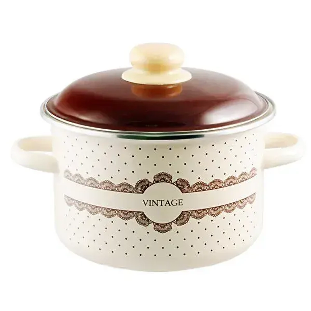 Кастрюля эмал 2,0л цил Vintage TM Appetite