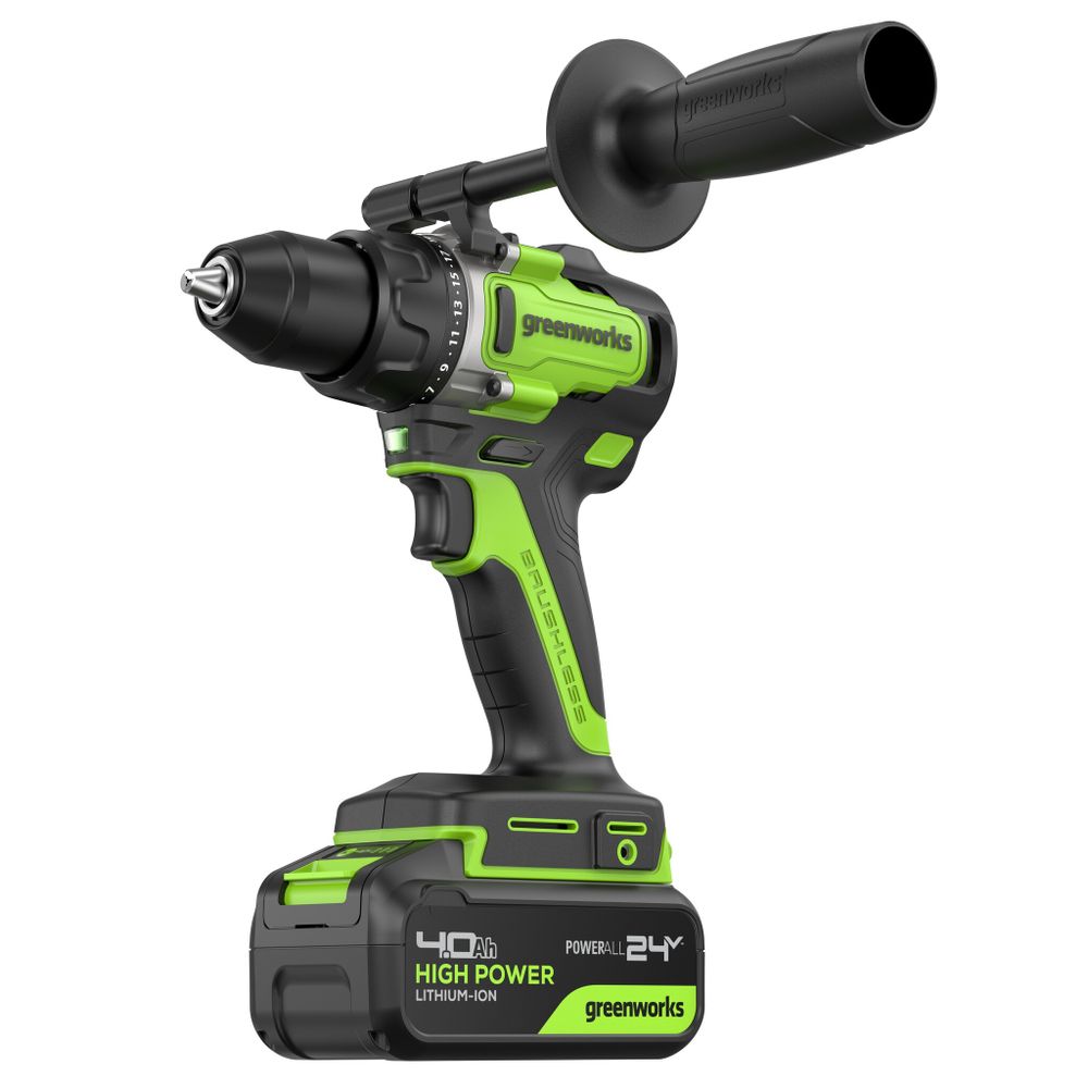 Дрель-шуруповерт акк. Greenworks GD24DD90, 24V, б/щет, 45/90Нм,2x4Ач,ЗУ,кор (3707507CUD)