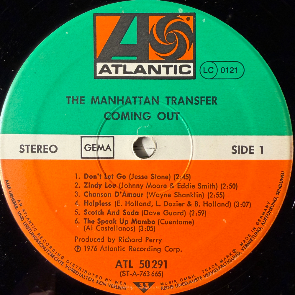 The Manhattan Transfer ‎– Coming Out (Германия 1976г.)
