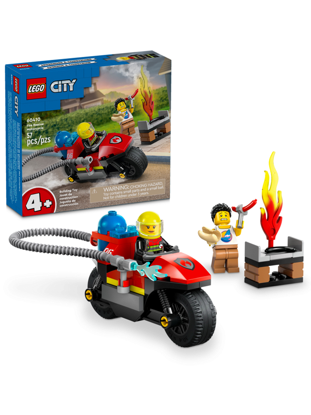 Конструктор Лего Сити Пожарный мотоцикл | LEGO City Fire Rescue Motorcycle 60410, набор 57 деталей (4+)