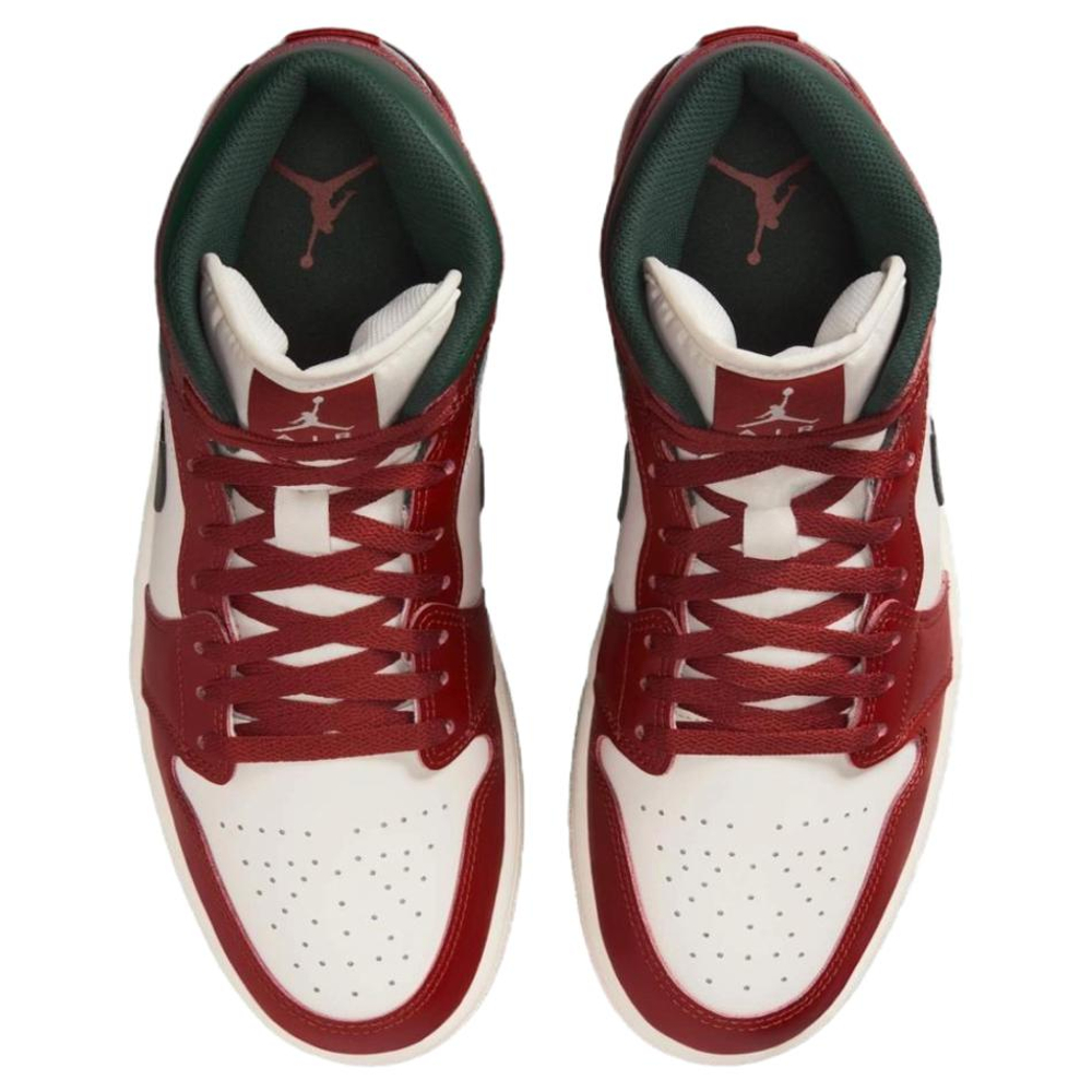 Jordan Air Jordan 1 Cushioning Mid top Vintage Basketball Shoes Unisex Red White