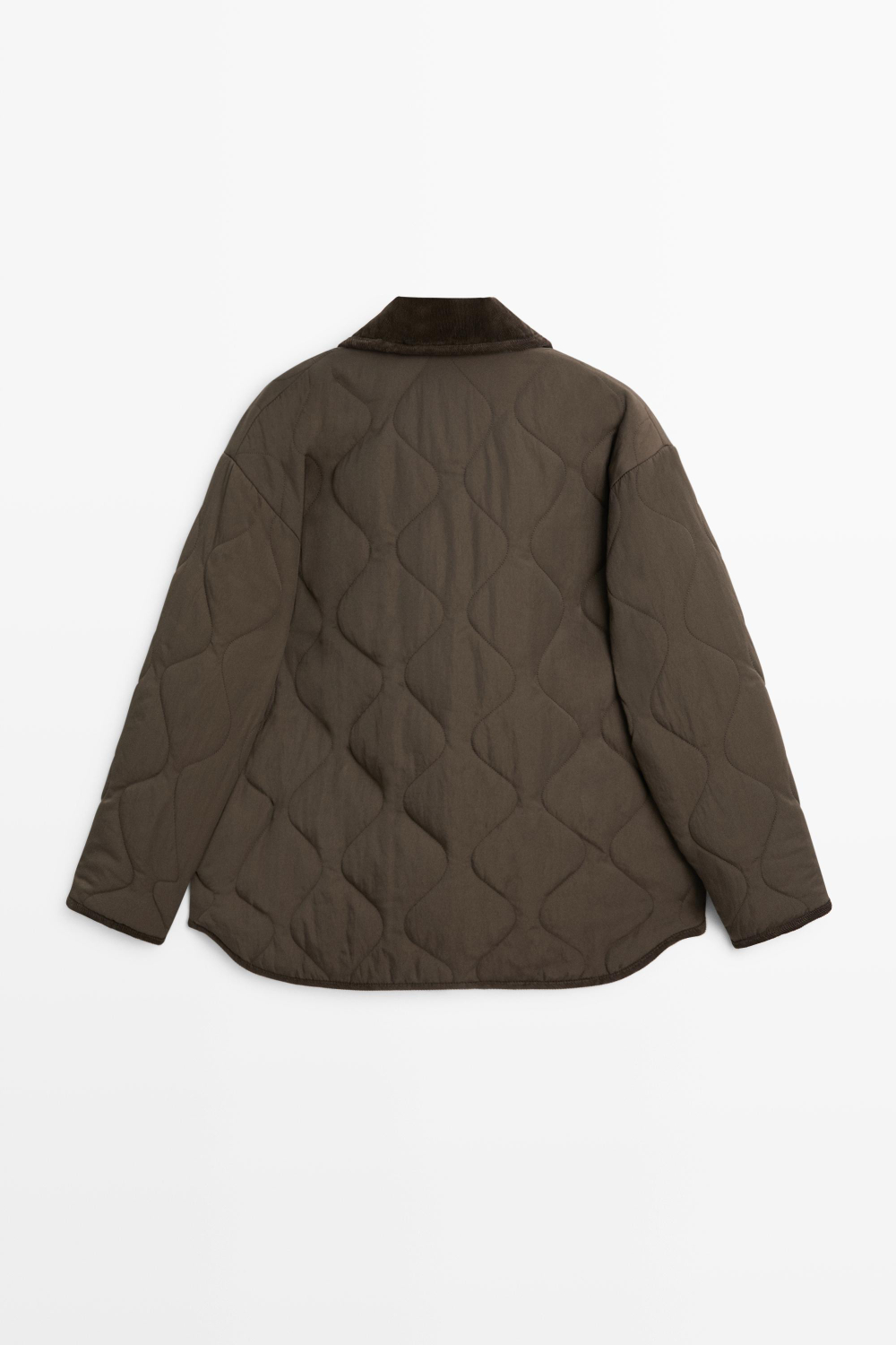 Massimo Dutti Стеганая куртка с волнистой строчкой, коричневый