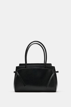 ZARA СУМКА НА ПЛЕЧО С КОНТРАСТНОЙ ОТДЕЛКОЙ, ЧЕРНЫЙ