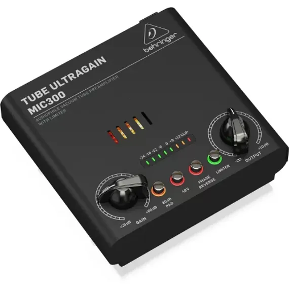 BEHRINGER MIC300 - ламповый предусилитель, лампа 12AX7, Pad, встроенный лимитер /+48В