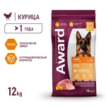Сухой корм AWARD для собак крупных пород с курицей и индейкой с добавлением тыквы и шиповника 12кг