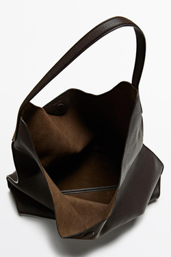 Massimo Dutti Сумка через плечо из кожи наппа, коричневый