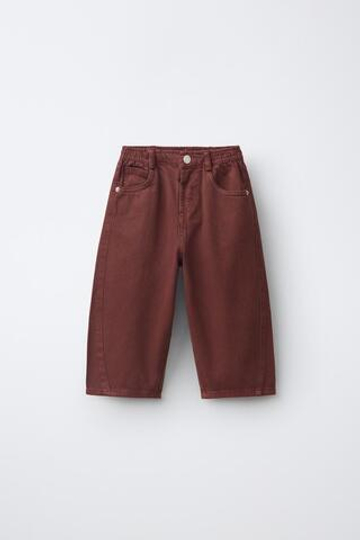 ZARA БРЮКИ BAGGY ИЗ ТВИЛА, НАСЫЩЕННЫЙ КРАСНЫЙ
