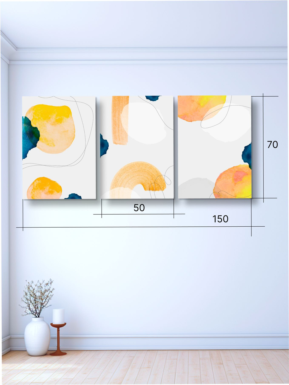 Картина Бирюзовая гармония модульная 50x70см 3шт.