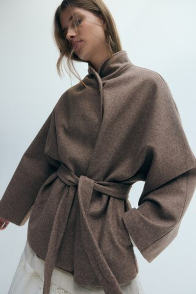 Пальто оверсайз из валяной ткани - H&M