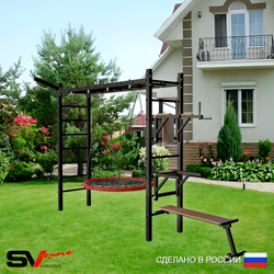 Уличная шведская стенка Sv Sport рукоход У5531.2 (Брусья/Стойка/Скамья/Гнездо 115см/Кронш бокс)