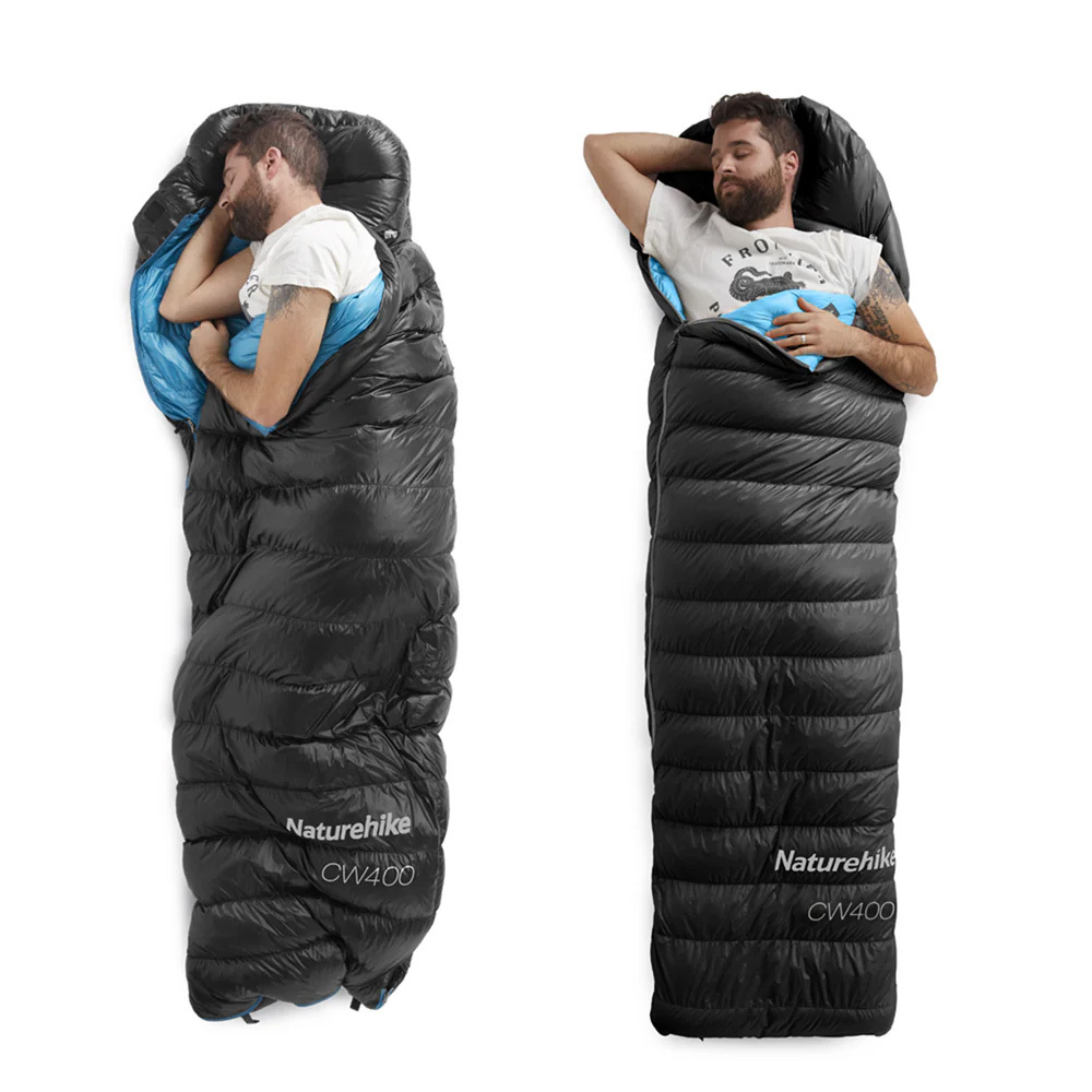 Спальный мешок Naturehike CW400 NH18C400-D с утиным пухом, размер L, артикул NH18C400-D , цвет Черный. Под заказ.