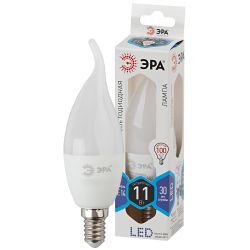 Лампа светодиодная ЭРА STD LED BXS-11W-840-E14 11Вт свеча на ветру нейтральный белый свет Е14 | Лампы cветодиодные Свеча (B/C)