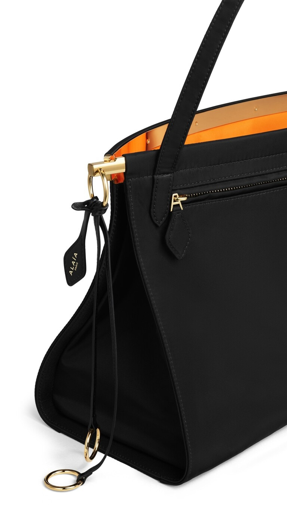 ALAÏA БОЛЬШАЯ СУМКА LE CLICK EAST WEST ИЗ НЕЙЛОНА, ЧЕРНЫЙ