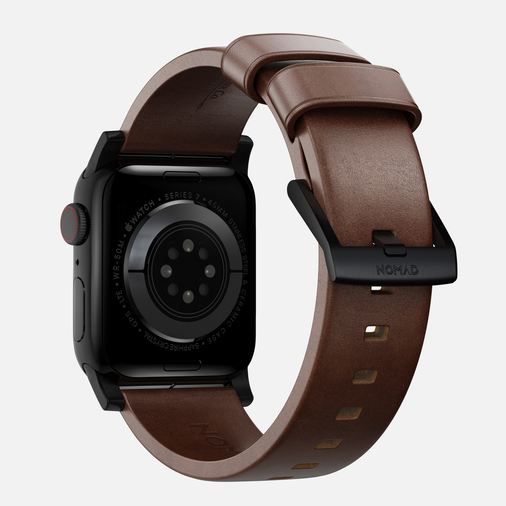 Ремешок Nomad Leather Strap Brown, black - Apple Watch Ultra (49mm) 8/7 (45mm)/6/SE/5/4 (44mm)/3/2/1 (42mm)